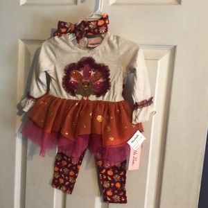 Little Lass 3 piece outfit Thanksgiving 12 months